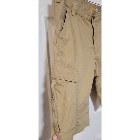 Carhartt Size 36 Mens Tan Stretch Canvas Relaxed Fit Utility Work Shorts - Picture 3 of 5